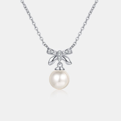 Natural Pearl Pendant Moissanite 925 Sterling Silver Necklace - Vogue Fusion