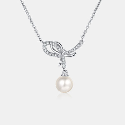 Natural Pearl Pendant Moissanite 925 Sterling Silver Necklace - Vogue Fusion